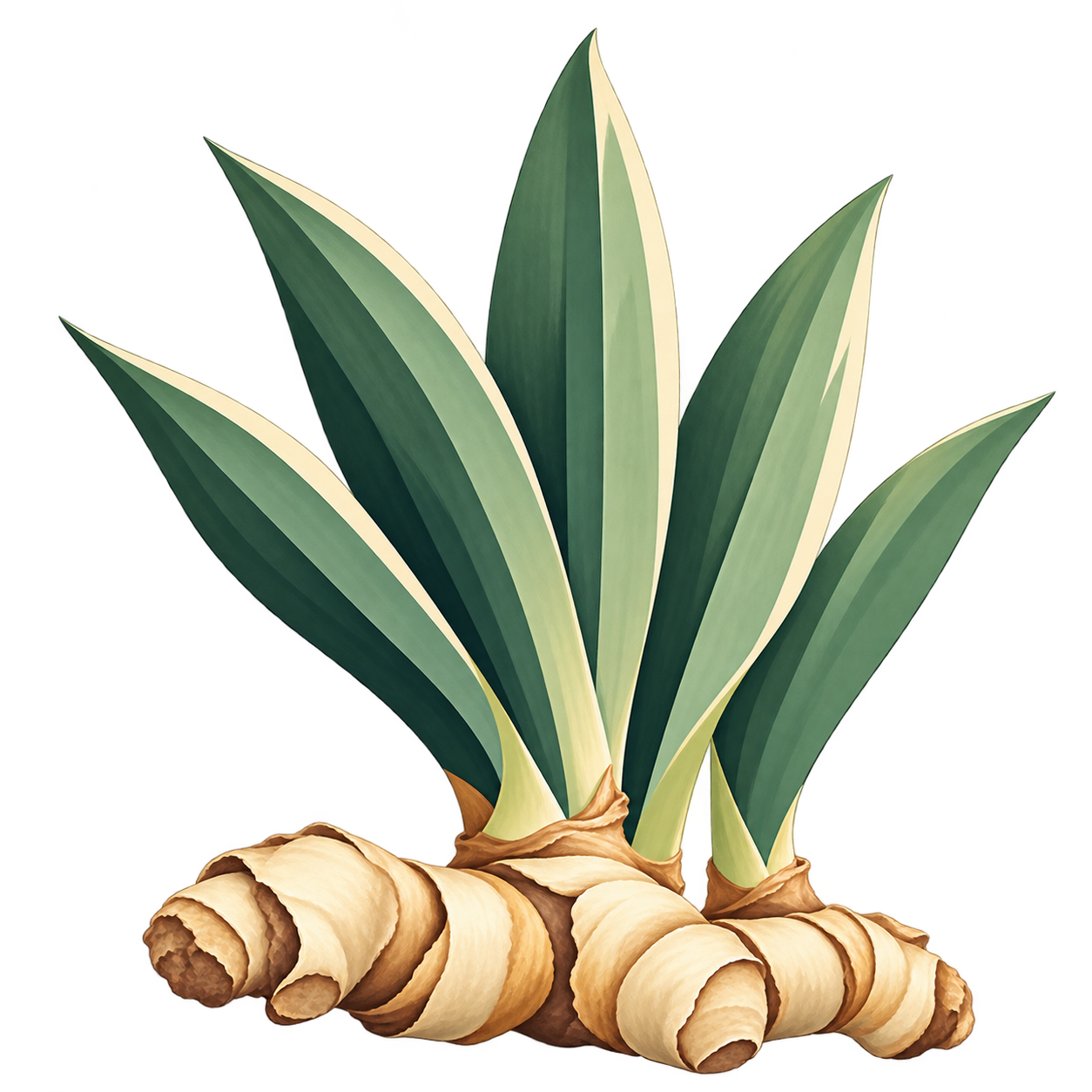 Orris iris leaves and rhizome